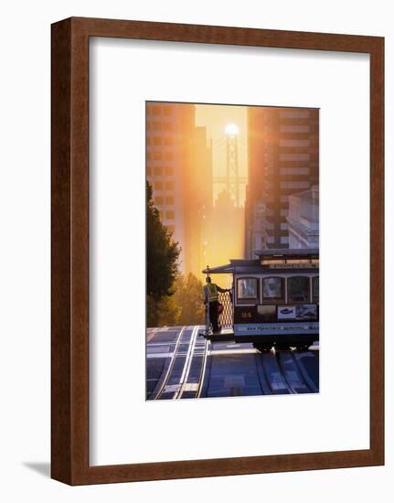 Bay Bridge and Sun Alligment, California Street, San Francisco-Vincent James-Framed Photographic Print