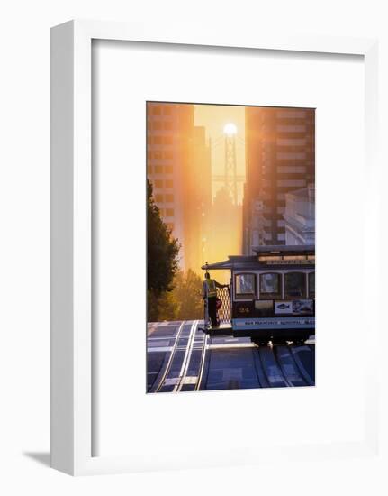 Bay Bridge and Sun Alligment, California Street, San Francisco-Vincent James-Framed Photographic Print