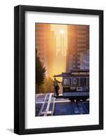 Bay Bridge and Sun Alligment, California Street, San Francisco-Vincent James-Framed Photographic Print