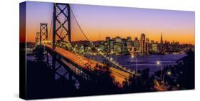 Bay Bridge at dusk, San Francisco, California, USA-null-Stretched Canvas