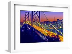 Bay Bridge at dusk, San Francisco, California, USA-null-Framed Photographic Print