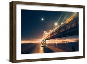 Bay Bridge by Moonlight, San Francisco, California-Vincent James-Framed Photographic Print