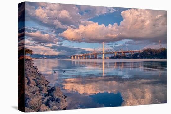 Bay Bridge Cloudscape Wide, Oakland, California-null-Stretched Canvas