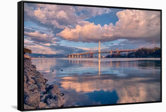 Bay Bridge Cloudscape Wide, Oakland, California-null-Framed Stretched Canvas