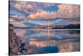 Bay Bridge Cloudscape Wide, Oakland, California-null-Stretched Canvas