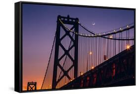 Bay Bridge Detail and Crescent Moon-null-Framed Stretched Canvas