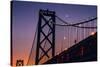 Bay Bridge Detail and Crescent Moon-null-Stretched Canvas