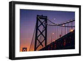 Bay Bridge Detail and Crescent Moon-null-Framed Photographic Print