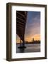 Bay Bridge from Treasure Island at sunset with colorful clouds over San Francisco skyline-David Chang-Framed Photographic Print