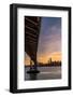 Bay Bridge from Treasure Island at sunset with colorful clouds over San Francisco skyline-David Chang-Framed Photographic Print