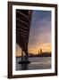 Bay Bridge from Treasure Island at sunset with colorful clouds over San Francisco skyline-David Chang-Framed Photographic Print