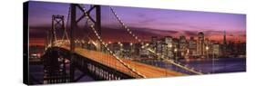 Bay Bridge Illuminated at Night, San Francisco, California, USA-null-Stretched Canvas