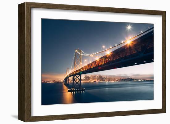 Bay Bridge Night Cityscape, San Francisco, California-Vincent James-Framed Photographic Print