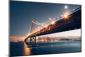 Bay Bridge Night Cityscape, San Francisco, California-Vincent James-Mounted Photographic Print