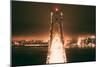 Bay Bridge Night Head On View in Peach, San Francisco-Vincent James-Mounted Photographic Print