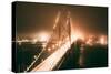 Bay Bridge Night Side View in Peach, San Francisco-Vincent James-Stretched Canvas