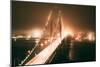 Bay Bridge Night Side View in Peach, San Francisco-Vincent James-Mounted Photographic Print