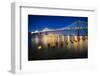 Bay Bridge Western Section at Night, San Francisco, California-George Oze-Framed Photographic Print