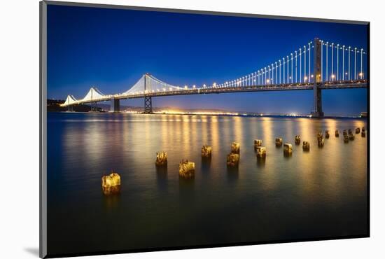 Bay Bridge Western Section at Night, San Francisco, California-George Oze-Mounted Photographic Print
