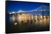 Bay Bridge Western Section at Night, San Francisco, California-George Oze-Framed Stretched Canvas