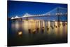 Bay Bridge Western Section at Night, San Francisco, California-George Oze-Stretched Canvas