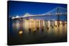 Bay Bridge Western Section at Night, San Francisco, California-George Oze-Stretched Canvas