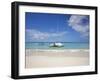 Bay Islands, Roatan, West Bay, Man Reading Book on Catamaran, Honduras-Jane Sweeney-Framed Photographic Print