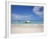 Bay Islands, Roatan, West Bay, Man Reading Book on Catamaran, Honduras-Jane Sweeney-Framed Photographic Print