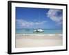 Bay Islands, Roatan, West Bay, Man Reading Book on Catamaran, Honduras-Jane Sweeney-Framed Photographic Print