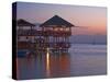 Bay Islands, Roatan, West End, Fosters Bar and Restaurant at Sunset, Honduras-Jane Sweeney-Stretched Canvas