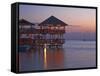 Bay Islands, Roatan, West End, Fosters Bar and Restaurant at Sunset, Honduras-Jane Sweeney-Framed Stretched Canvas