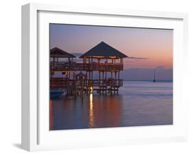 Bay Islands, Roatan, West End, Fosters Bar and Restaurant at Sunset, Honduras-Jane Sweeney-Framed Photographic Print