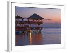 Bay Islands, Roatan, West End, Fosters Bar and Restaurant at Sunset, Honduras-Jane Sweeney-Framed Photographic Print