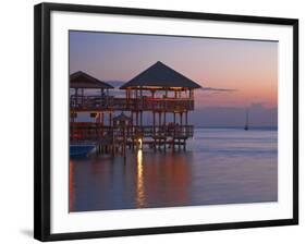 Bay Islands, Roatan, West End, Fosters Bar and Restaurant at Sunset, Honduras-Jane Sweeney-Framed Photographic Print