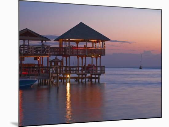 Bay Islands, Roatan, West End, Fosters Bar and Restaurant at Sunset, Honduras-Jane Sweeney-Mounted Photographic Print