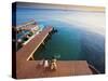 Bay Islands, Utila, Children Play on Jetty Outside Cafe Mariposa, Honduras-Jane Sweeney-Stretched Canvas