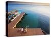 Bay Islands, Utila, Children Play on Jetty Outside Cafe Mariposa, Honduras-Jane Sweeney-Stretched Canvas