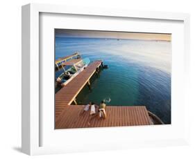 Bay Islands, Utila, Children Play on Jetty Outside Cafe Mariposa, Honduras-Jane Sweeney-Framed Photographic Print