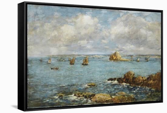Bay of Douarnenez-Eugène Boudin-Framed Stretched Canvas