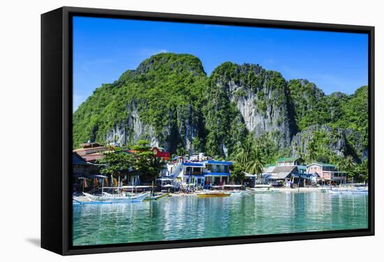 Bay of El Nido with Outrigger Boats, Bacuit Archipelago, Palawan, Philippines-Michael Runkel-Framed Stretched Canvas