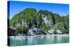 Bay of El Nido with Outrigger Boats, Bacuit Archipelago, Palawan, Philippines-Michael Runkel-Stretched Canvas