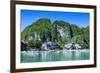 Bay of El Nido with Outrigger Boats, Bacuit Archipelago, Palawan, Philippines-Michael Runkel-Framed Photographic Print