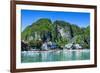 Bay of El Nido with Outrigger Boats, Bacuit Archipelago, Palawan, Philippines-Michael Runkel-Framed Photographic Print