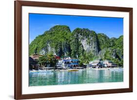 Bay of El Nido with Outrigger Boats, Bacuit Archipelago, Palawan, Philippines-Michael Runkel-Framed Photographic Print