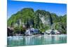 Bay of El Nido with Outrigger Boats, Bacuit Archipelago, Palawan, Philippines-Michael Runkel-Mounted Photographic Print