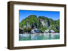 Bay of El Nido with Outrigger Boats, Bacuit Archipelago, Palawan, Philippines-Michael Runkel-Framed Photographic Print