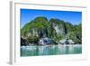 Bay of El Nido with Outrigger Boats, Bacuit Archipelago, Palawan, Philippines-Michael Runkel-Framed Photographic Print