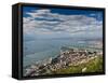 Bay of Gibraltar and Gibraltar Town from the Top of the Rock, Gibraltar, Europe-Giles Bracher-Framed Stretched Canvas