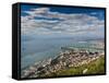 Bay of Gibraltar and Gibraltar Town from the Top of the Rock, Gibraltar, Europe-Giles Bracher-Framed Stretched Canvas