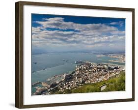 Bay of Gibraltar and Gibraltar Town from the Top of the Rock, Gibraltar, Europe-Giles Bracher-Framed Photographic Print